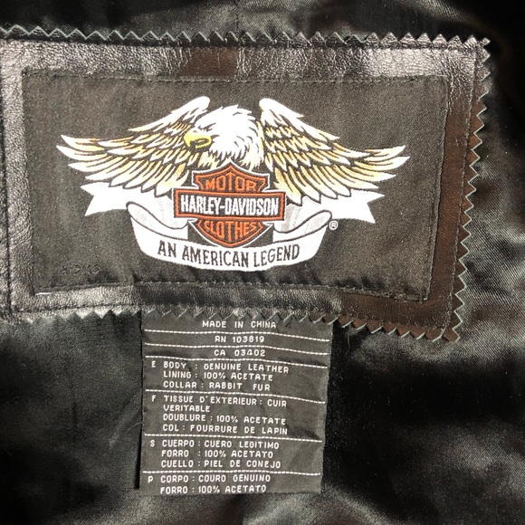 GORGEOUS Harley Davidson Leather & Fur Jacket - Picture 8 of 9